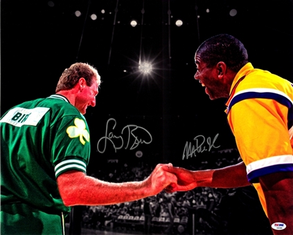 Magic Johnson & Larry Bird Dual Signed 16x20 Photo (PSA/DNA)